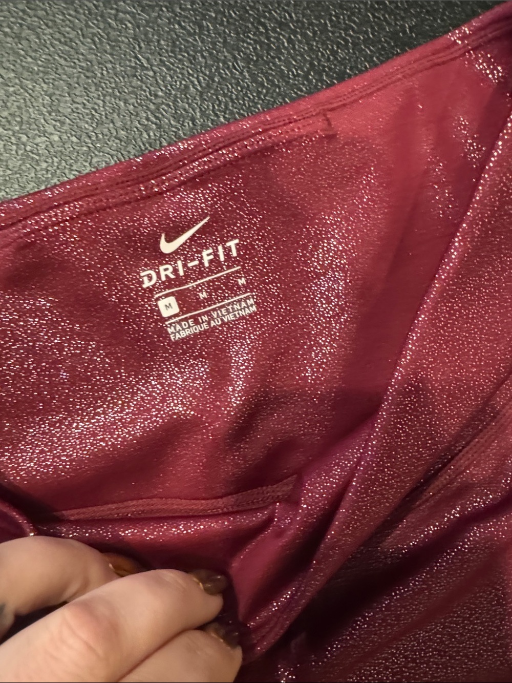 Nike Shiny Sparkle Maroon Leggings size Medium - Picture 5 of 6